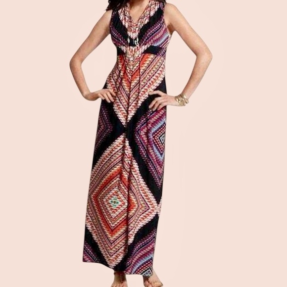 Chico’s Jasmina Diamond Empire Waist Maxi Dress Size: S - Picture 1 of 14